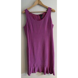 Valerie dresses pure silk raspberry sleeveless shift dress size 12 ruffle hem